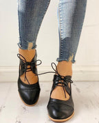 Carina - Women's Perforated Lace-Up T-Strap Heeled Oxford