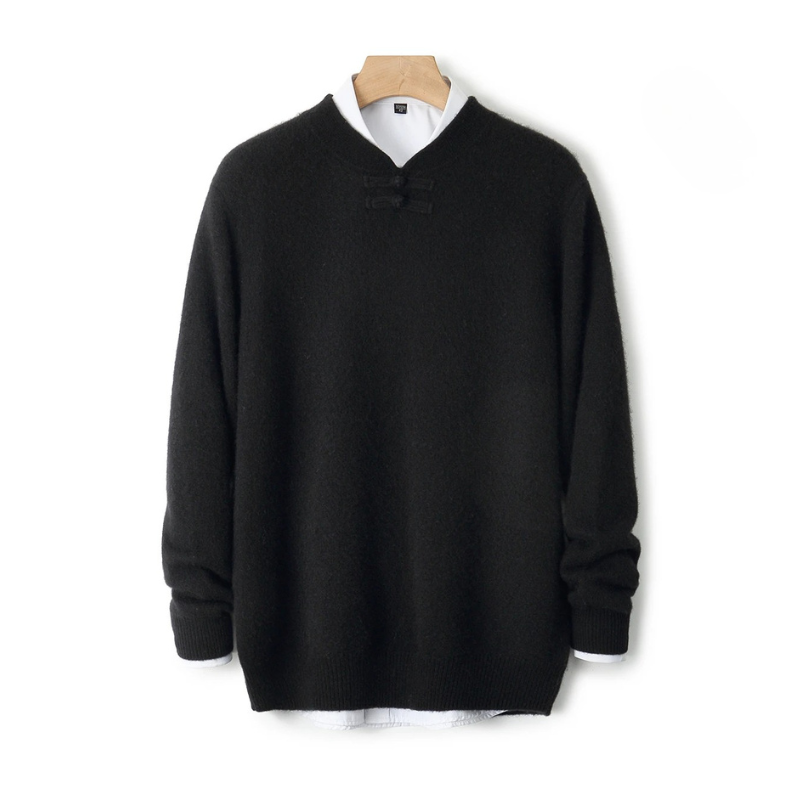 Casper - Men's Wool Sweater with Toggle-Knot Neckline
