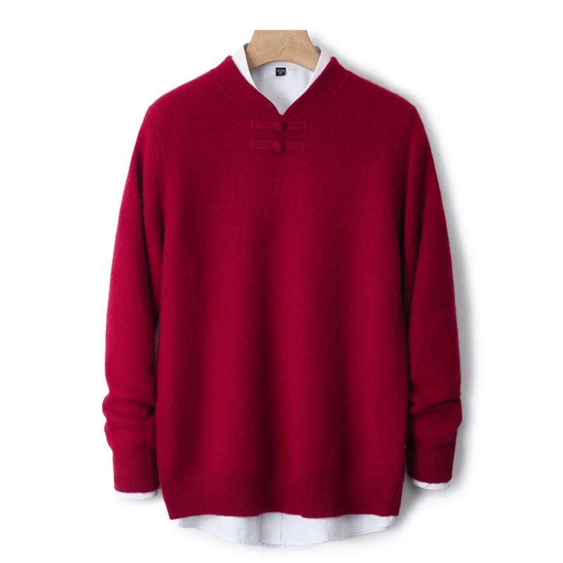 Casper - Men's Wool Sweater with Toggle-Knot Neckline