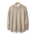 Casper - Men's Wool Sweater with Toggle-Knot Neckline