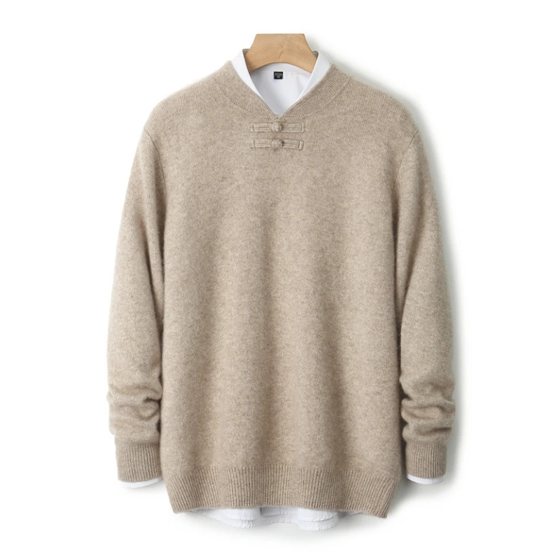 Casper - Men's Wool Sweater with Toggle-Knot Neckline