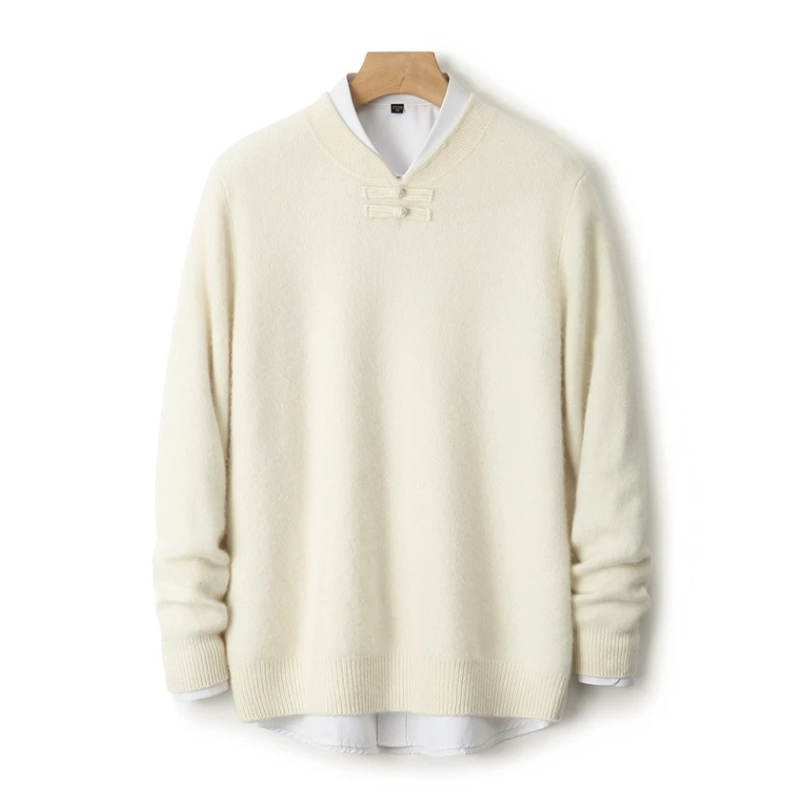 Casper - Men's Wool Sweater with Toggle-Knot Neckline
