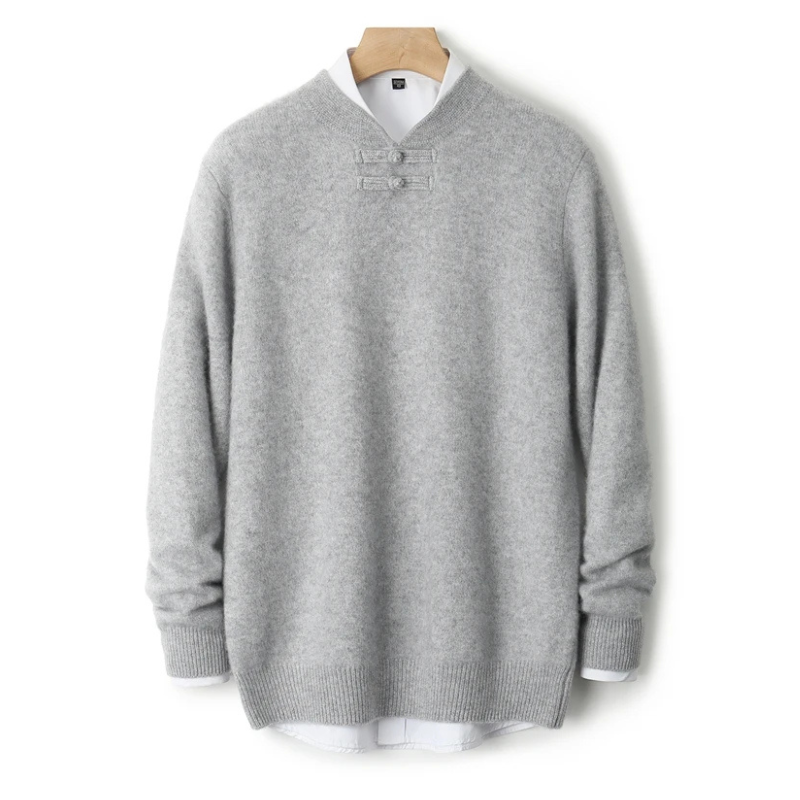Casper - Men's Wool Sweater with Toggle-Knot Neckline