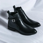 Caspian - Men's Buckle-Strap Chelsea Boots with Block Heel