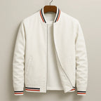 Caspian - Men's Zip-Up Bomber Jacket with Striped Ribbed Trim