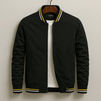 Caspian - Men's Zip-Up Bomber Jacket with Striped Ribbed Trim