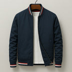 Caspian - Men's Zip-Up Bomber Jacket with Striped Ribbed Trim