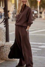 Cassidy - Women's Half-Zip Pullover & Tapered Wide-Leg Knit Set