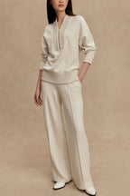 Cassidy - Women's Half-Zip Pullover & Tapered Wide-Leg Knit Set