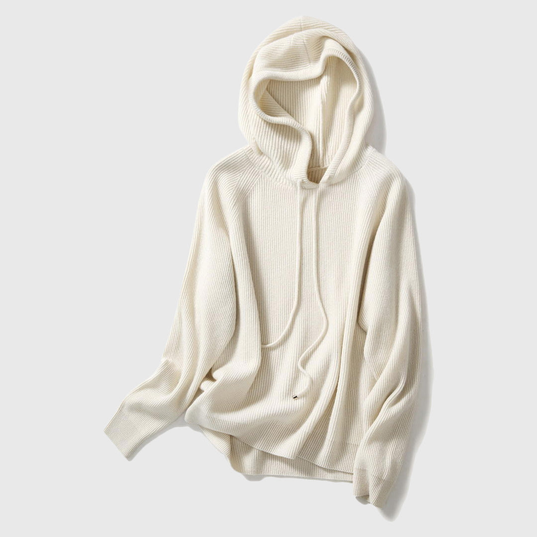 Celia - Women's Cashmere Ribbed Hooded Pullover