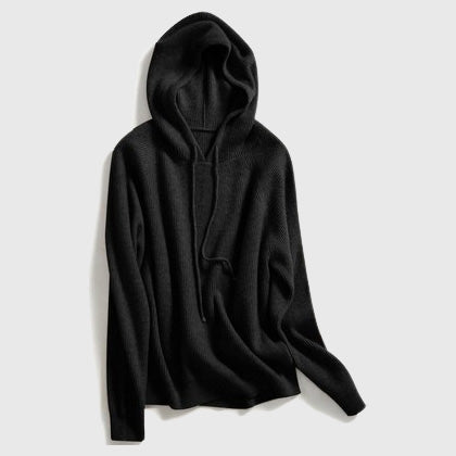 Celia - Women's Cashmere Ribbed Hooded Pullover