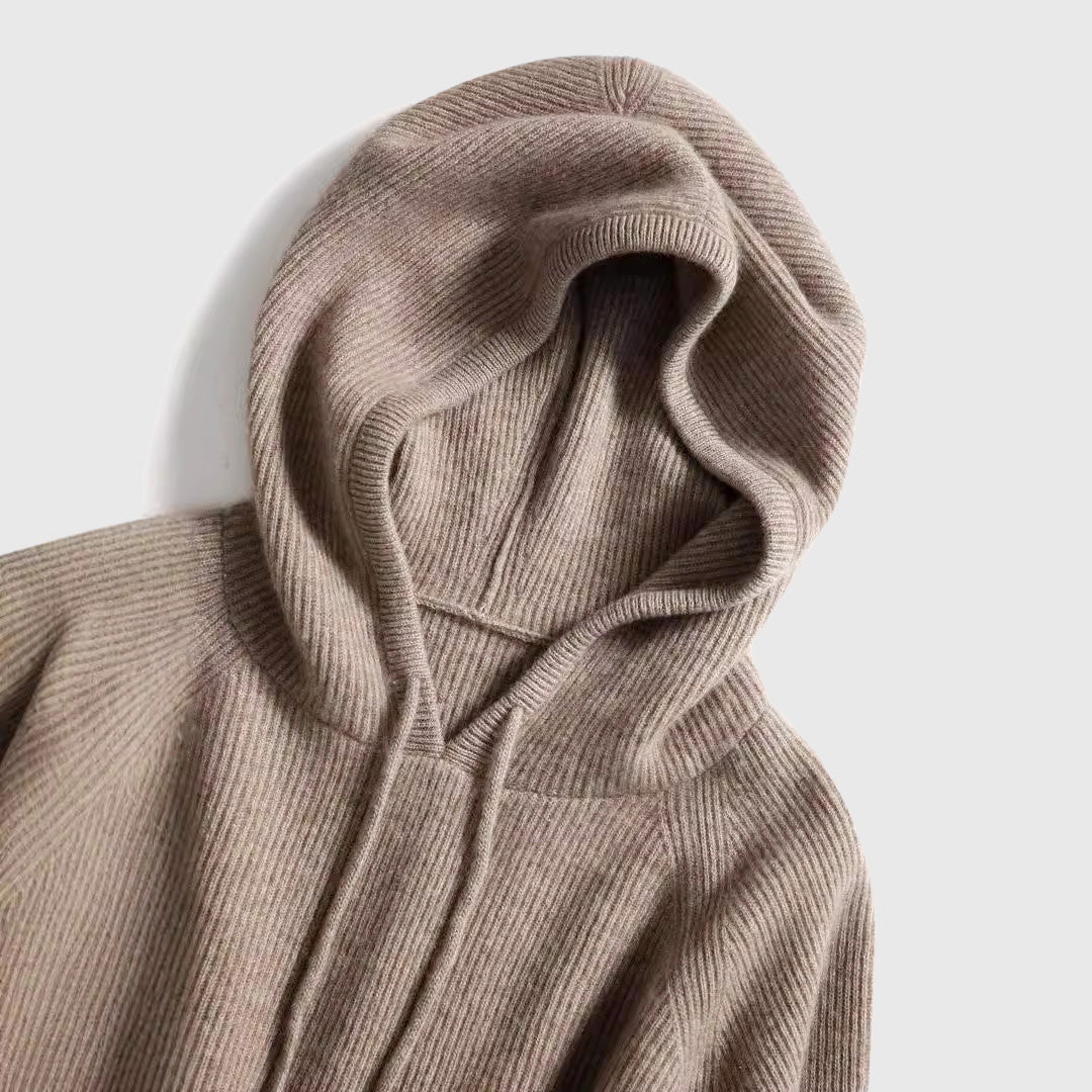 Celia - Women's Cashmere Ribbed Hooded Pullover