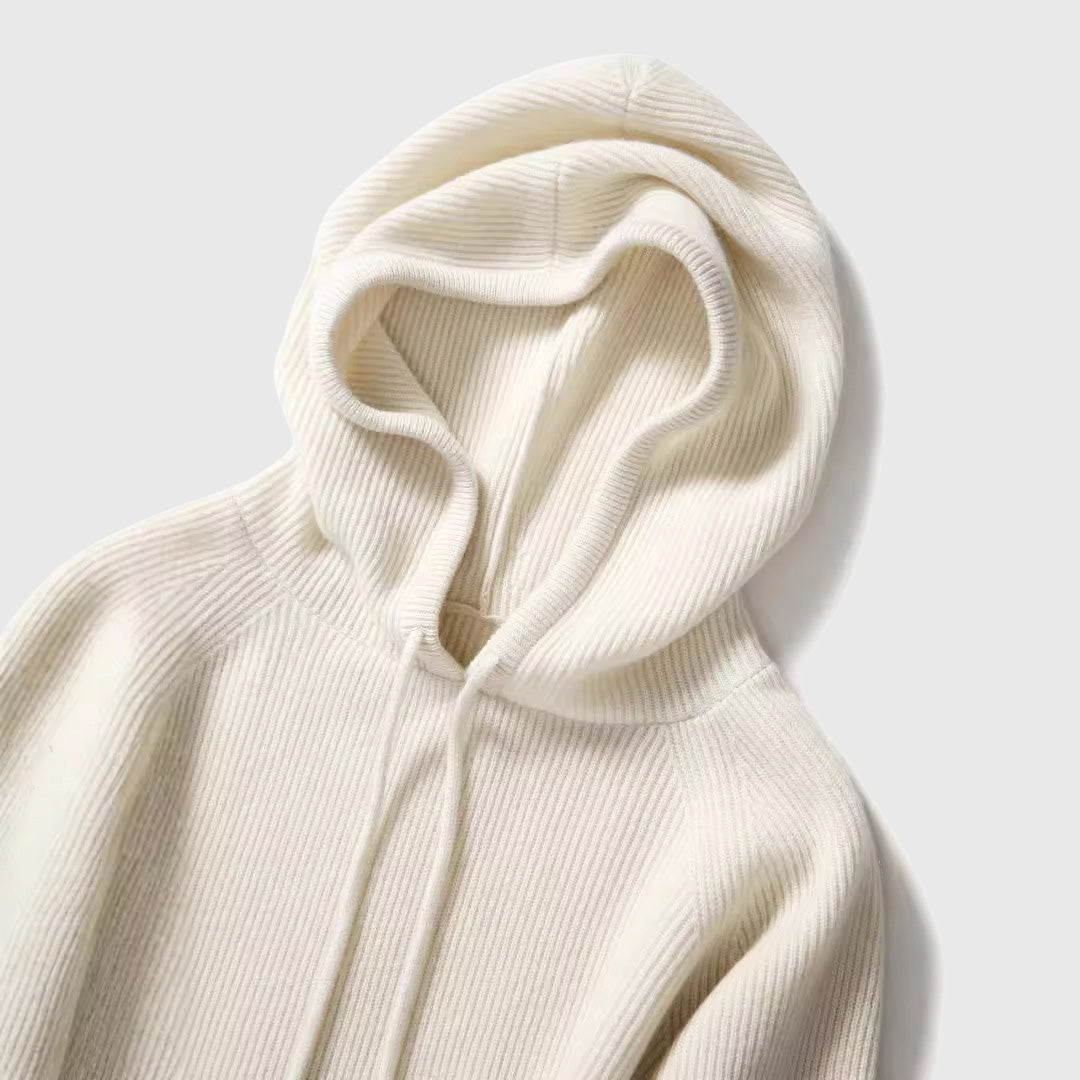 Celia - Women's Cashmere Ribbed Hooded Pullover