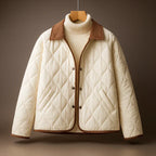 Celina - Women's Quilted Jacket with Brown Lapel Collar