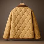 Celina - Women's Quilted Jacket with Brown Lapel Collar