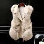 Claire - Women's Faux Fur Notched Collar Sleeveless Gilet 1