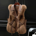 Claire - Women's Faux Fur Notched Collar Sleeveless Gilet 3