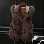 Claire - Women's Faux Fur Notched Collar Sleeveless Gilet 4
