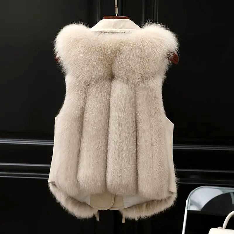 Claire - Women's Faux Fur Notched Collar Sleeveless Gilet 7