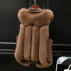 Claire - Women's Faux Fur Notched Collar Sleeveless Gilet 8