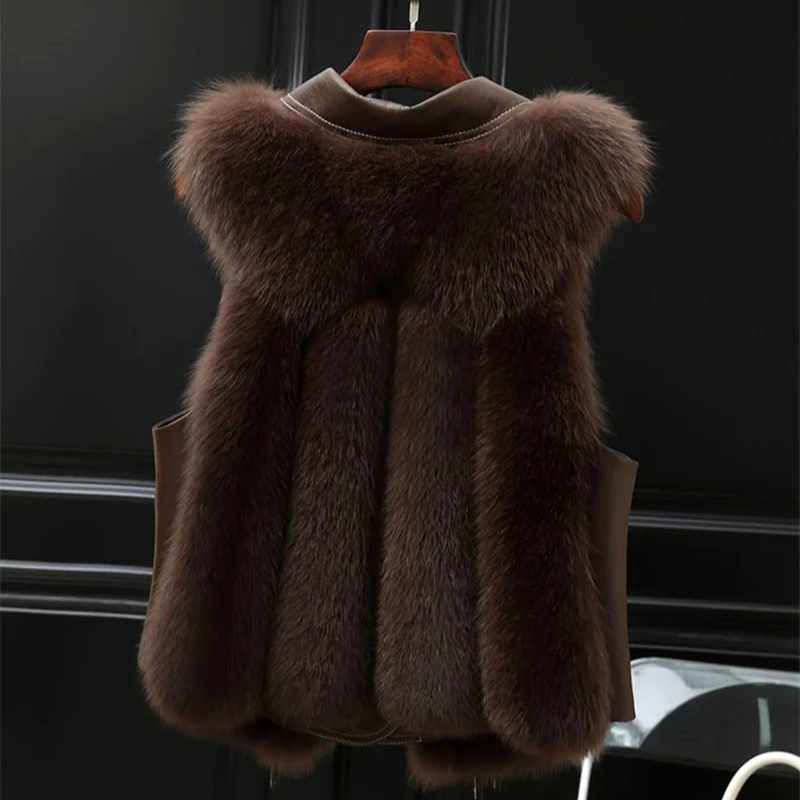 Claire - Women's Faux Fur Notched Collar Sleeveless Gilet 9
