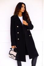 Dana - Women's Peak-Lapel Tailored Coat with Gold Buttons