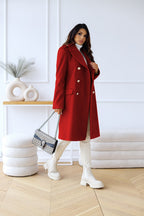 Dana - Women's Peak-Lapel Tailored Coat with Gold Buttons
