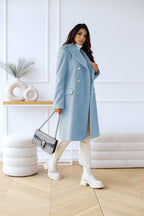 Dana - Women's Peak-Lapel Tailored Coat with Gold Buttons