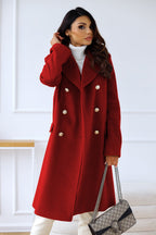 Dana - Women's Peak-Lapel Tailored Coat with Gold Buttons