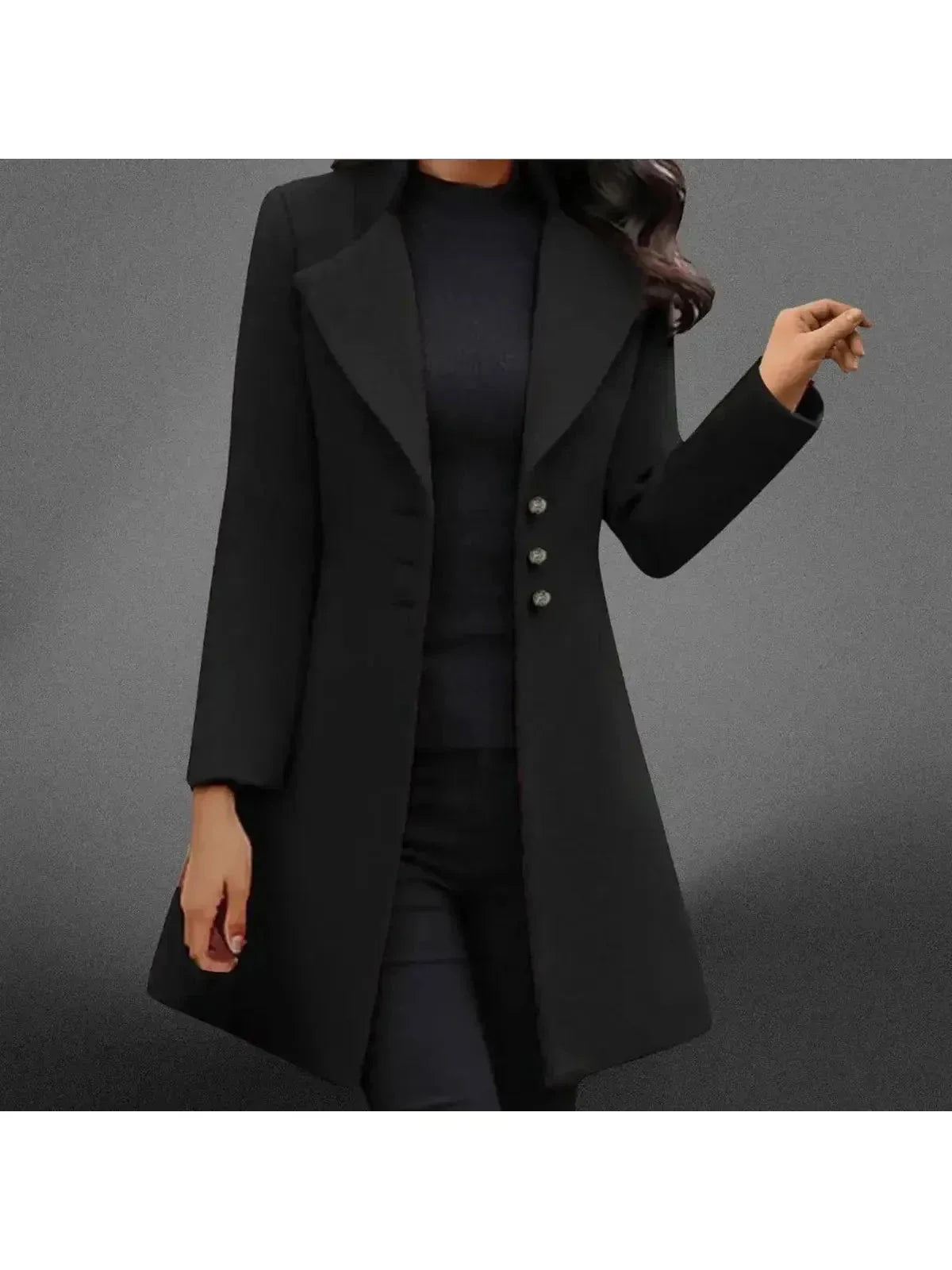 Danica - Women's Button-Front Tailored Long Coat