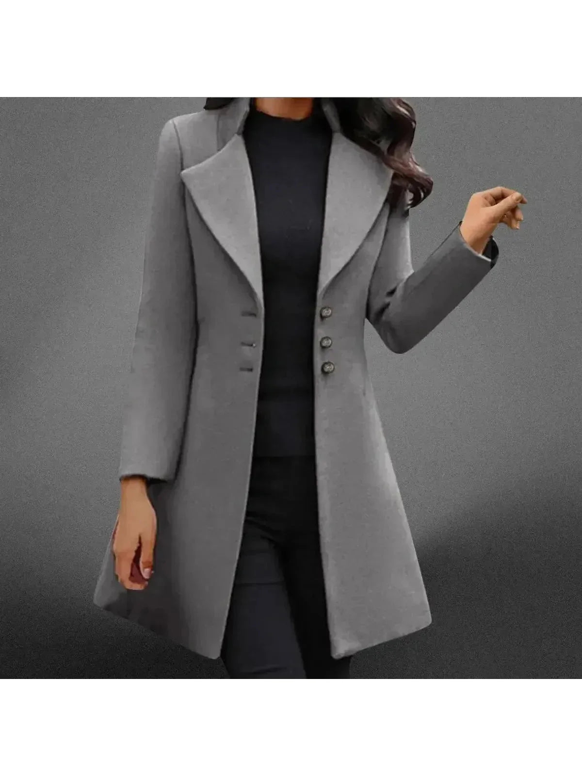 Danica - Women's Button-Front Tailored Long Coat