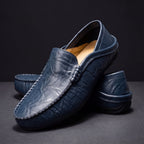 Daniel - Men's Leather Driver Loafers with Stitched Trim