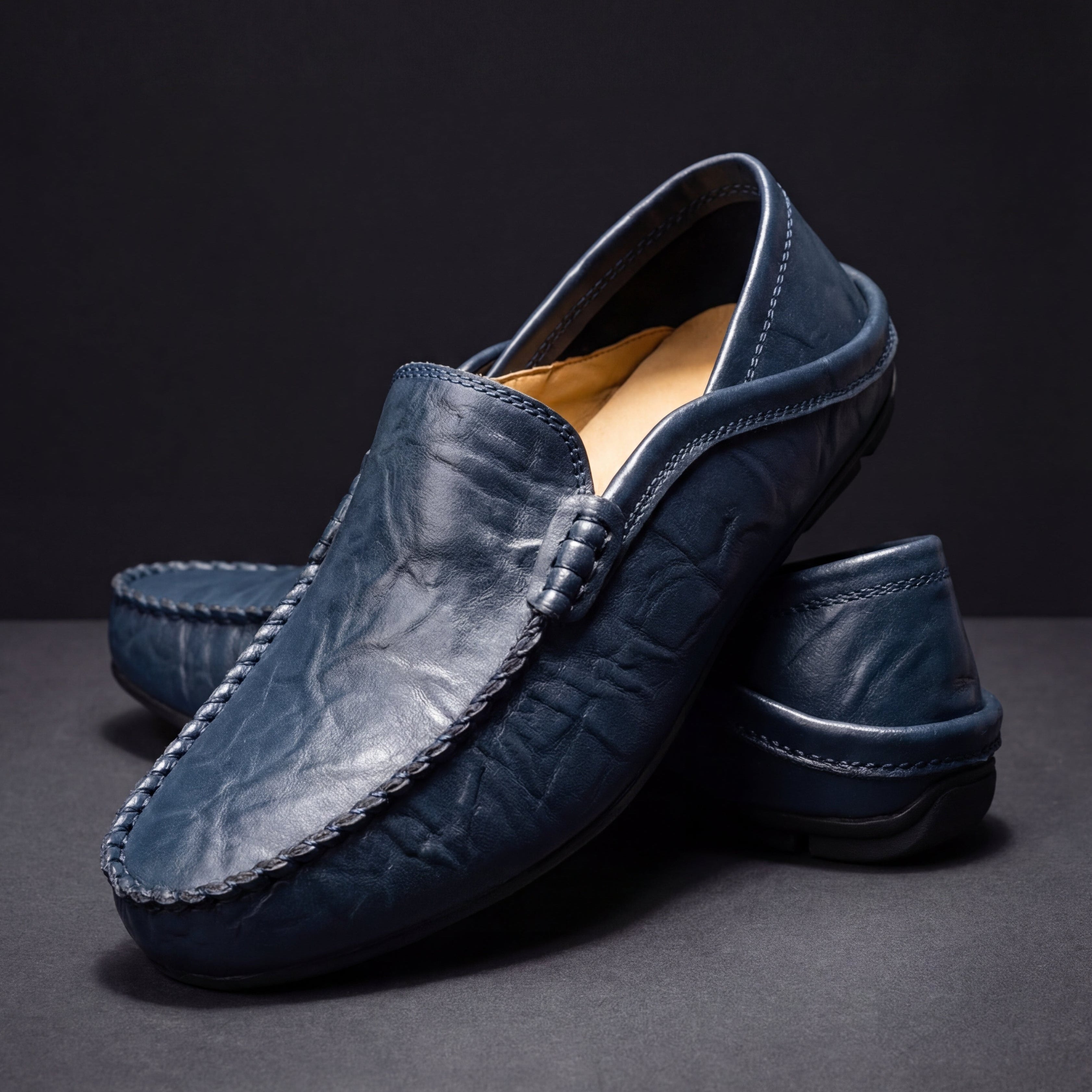 Daniel - Men's Leather Driver Loafers with Stitched Trim