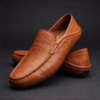 Daniel - Men's Leather Driver Loafers with Stitched Trim