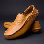 Daniel - Men's Leather Driver Loafers with Stitched Trim