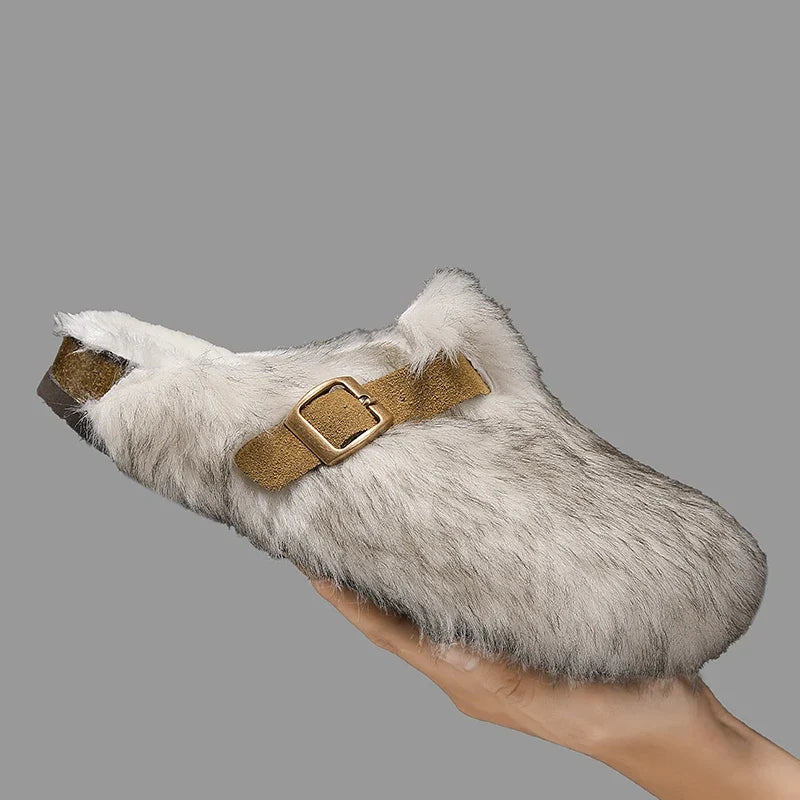 Daniella - Women's Plush Clogs with Adjustable Buckle Strap