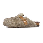 Daniella - Women's Plush Clogs with Adjustable Buckle Strap