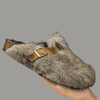 Daniella - Women's Plush Clogs with Adjustable Buckle Strap