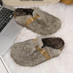 Daniella - Women's Plush Clogs with Adjustable Buckle Strap