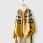 Dayana - Women's Fair Isle Pattern Button-Front Cardigan