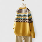 Dayana - Women's Fair Isle Pattern Button-Front Cardigan