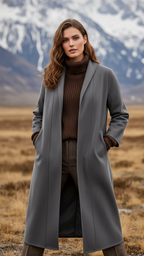 Diane  - Women's Structured Longline Coat with High Collar