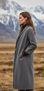 Diane  - Women's Structured Longline Coat with High Collar