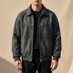 Diego - Men's Lambskin Bomber Jacket with Knit Cuffs