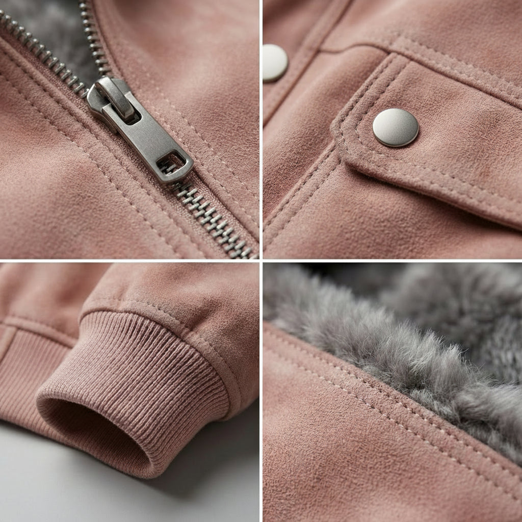 Diego - Men's Lambskin Bomber Jacket with Knit Cuffs