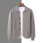 Dominik - Men's Collared Merino Wool Cardigan with Button Closure