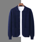 Dominik - Men's Collared Merino Wool Cardigan with Button Closure