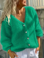 Edith - Women's Knit Cardigan with Button Front