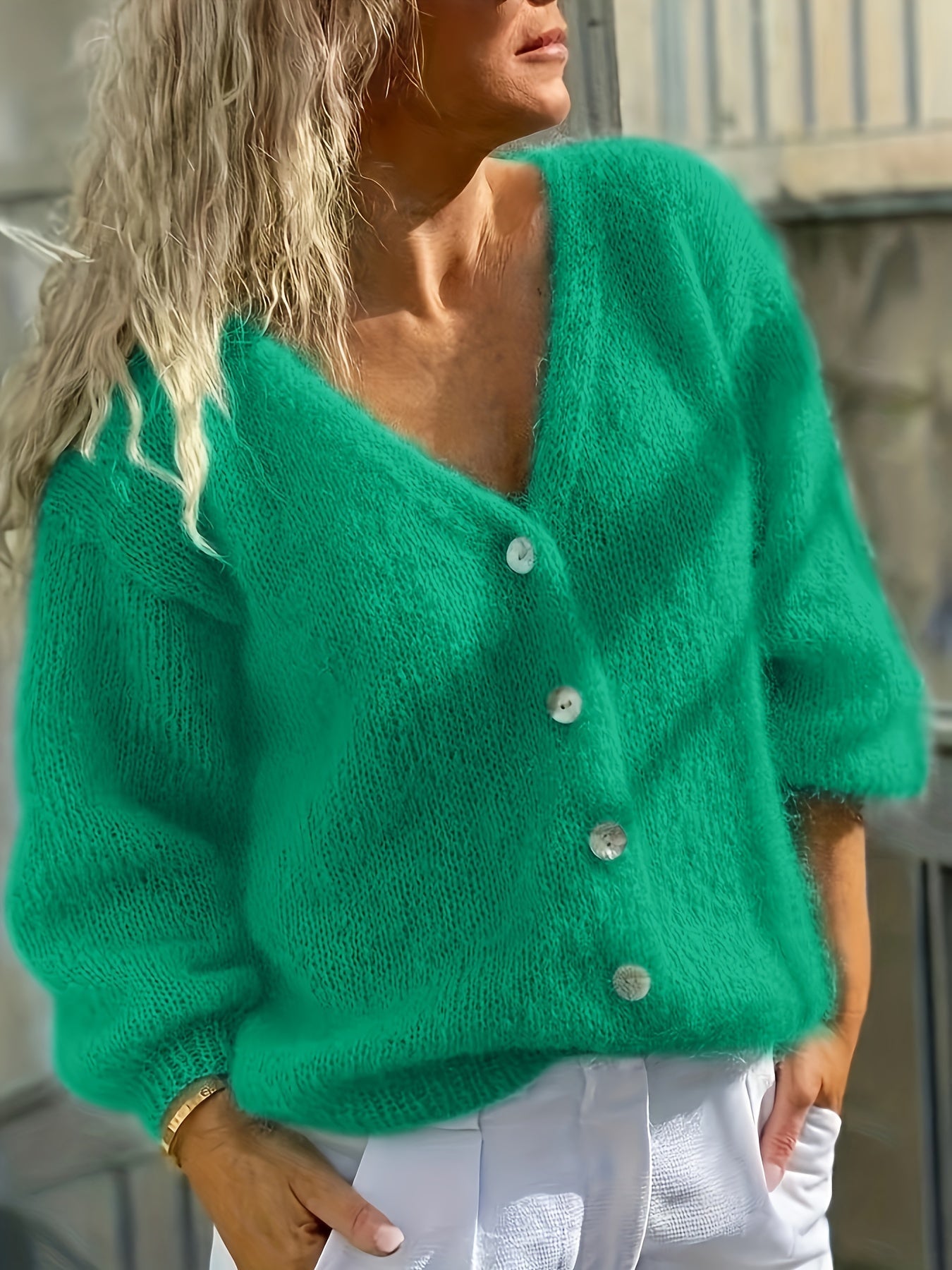 Edith - Women's Knit Cardigan with Button Front
