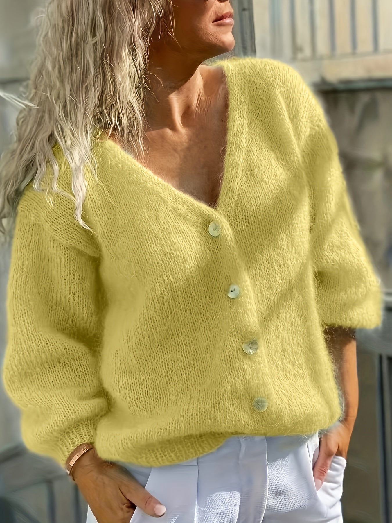 Edith - Women's Knit Cardigan with Button Front